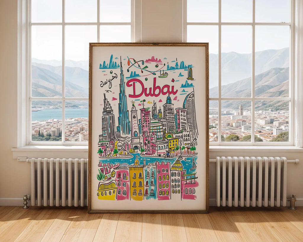 Dubai Skyline Print | Burj Khalifa, Middle East Art wall art print, modern home decor, unframed artwork by Nomad & Nest