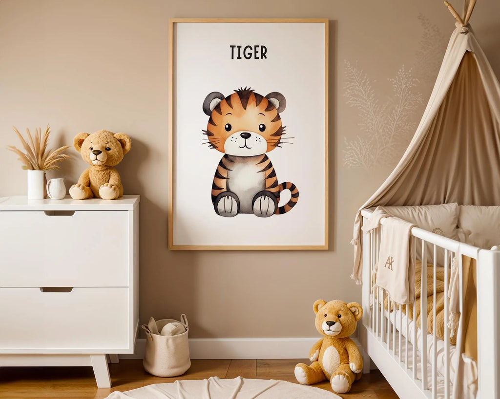Playroom Ideas | Tiger Nursery Wall Art | Safari Animal Baby Print wall art print, modern home decor, unframed artwork by Nomad & Nest