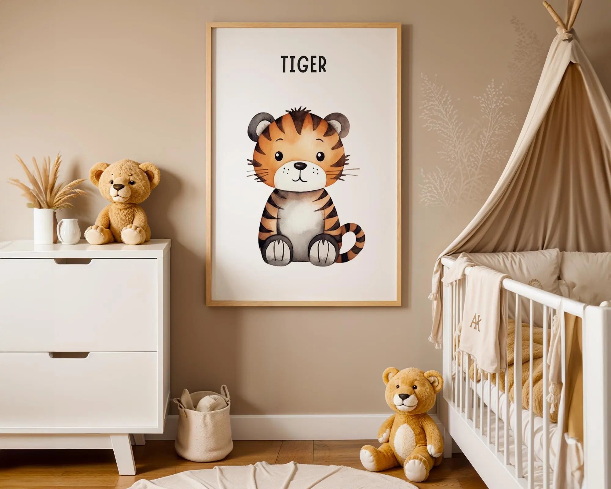 Playroom Ideas | Tiger Nursery Wall Art | Safari Animal Baby Print wall art print, modern home decor, unframed artwork by Nomad & Nest