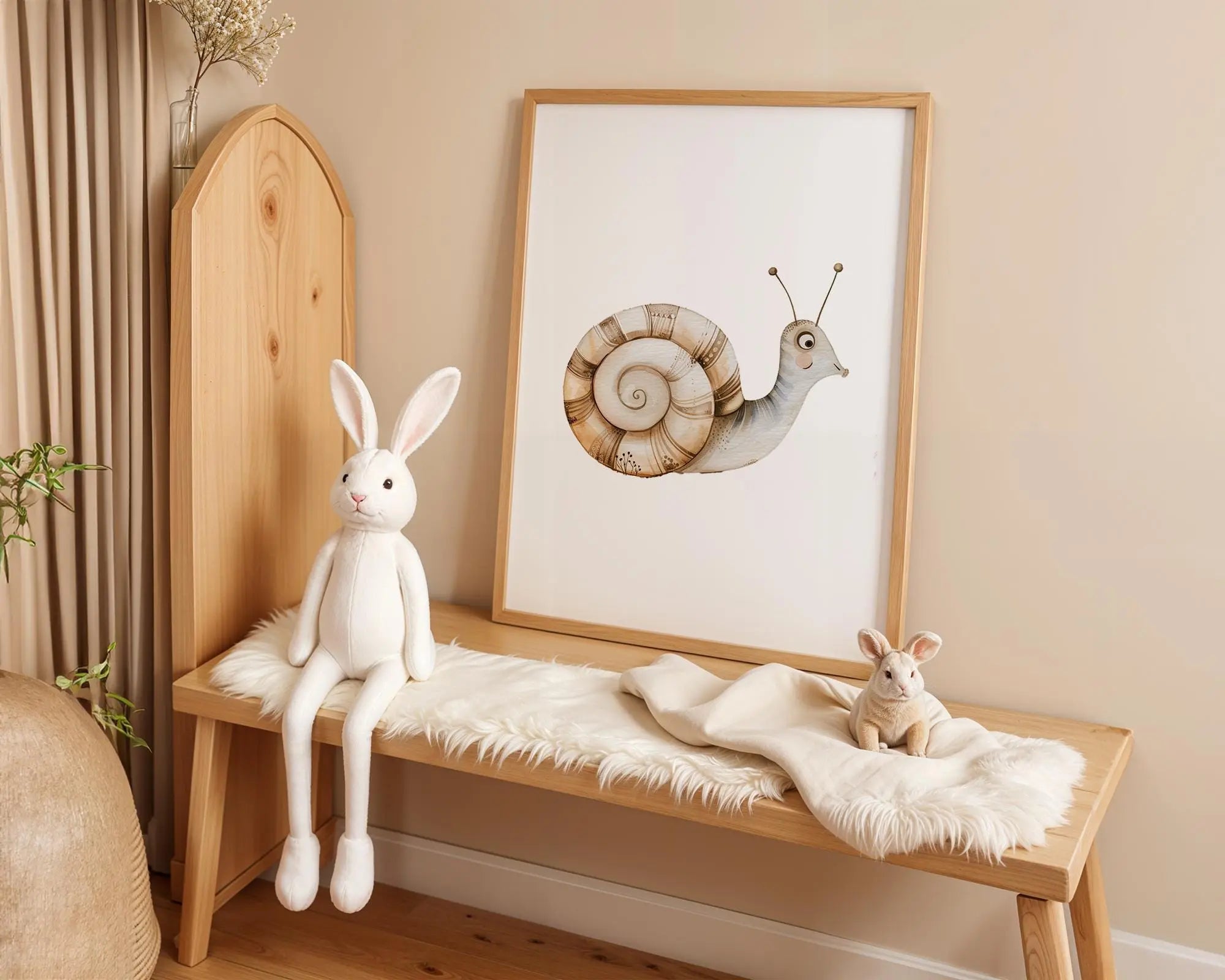 Playroom Ideas | Snail Nursery Wall Art | Garden Insect Baby Illustration wall art print, modern home decor, unframed artwork by Nomad & Nest