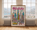 Philadelphia Travel Poster | Colorful City Skyline Art Print wall art print, modern home decor, unframed artwork by Nomad & Nest