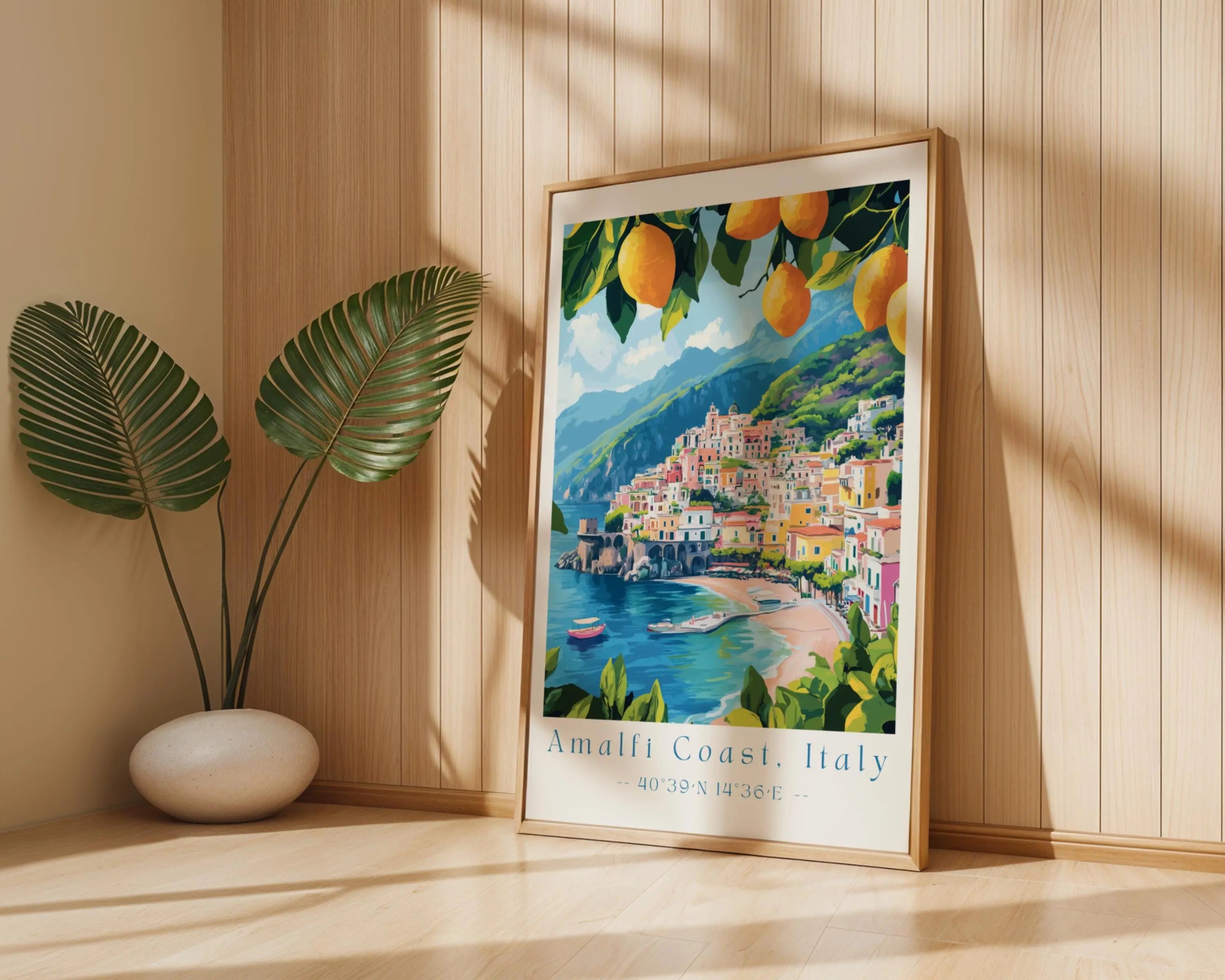 Amalfi Coast Art Print – Italian Seaside Landscape Poster wall art print, modern home decor, unframed artwork by Nomad & Nest