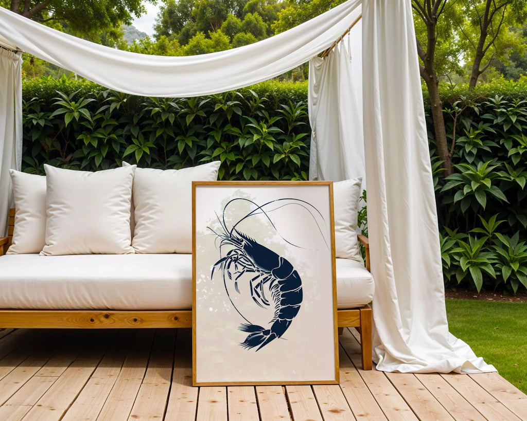 Detailed Shrimp Art Print | Modern Seafood Kitchen Decor wall art print, modern home decor, unframed artwork by Nomad & Nest