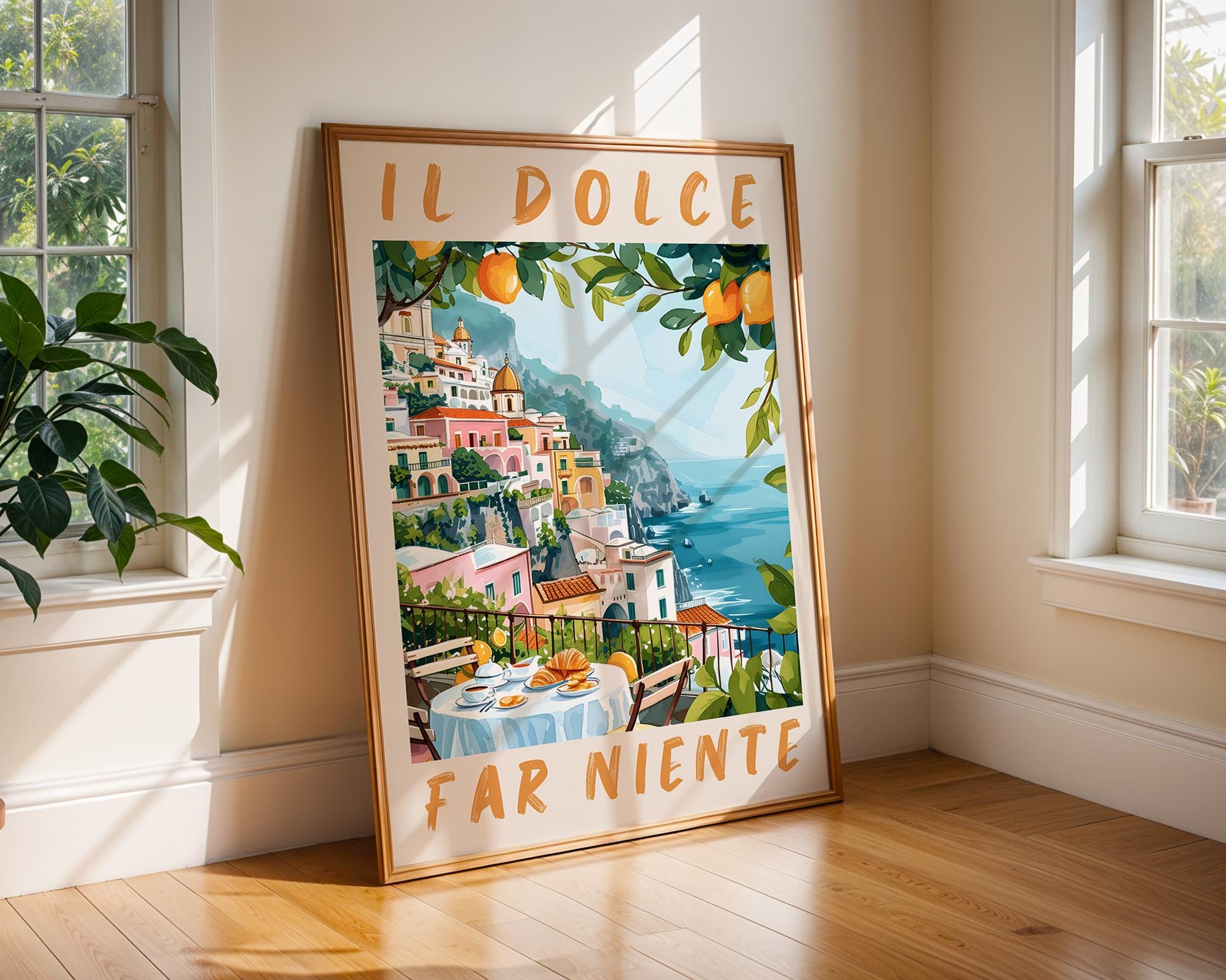 Colourful Prints | Italian Riviera Lemon Tree Print – Amalfi Coast Travel Poster wall art print, modern home decor, unframed artwork by Nomad & Nest