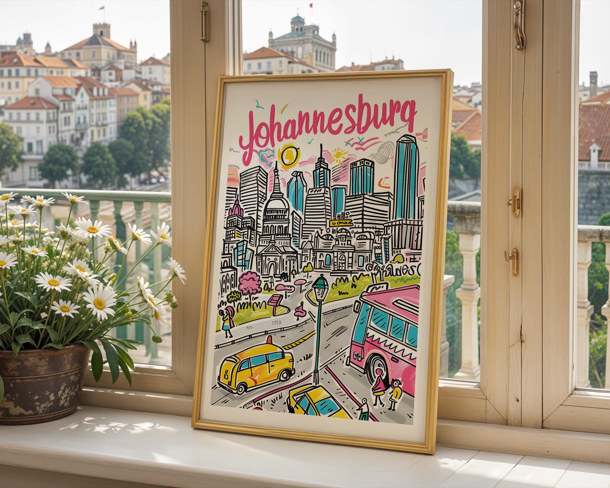 Johannesburg South Africa Art Print | Colorful Travel Poster wall art print, modern home decor, unframed artwork by Nomad & Nest