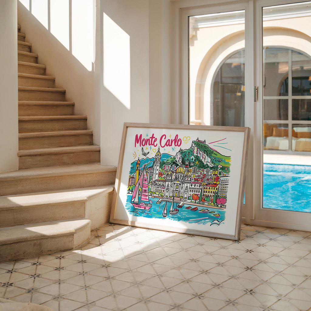 Monte Carlo Art Print | Colorful French Riviera Travel Poster wall art print, modern home decor, unframed artwork by Nomad & Nest