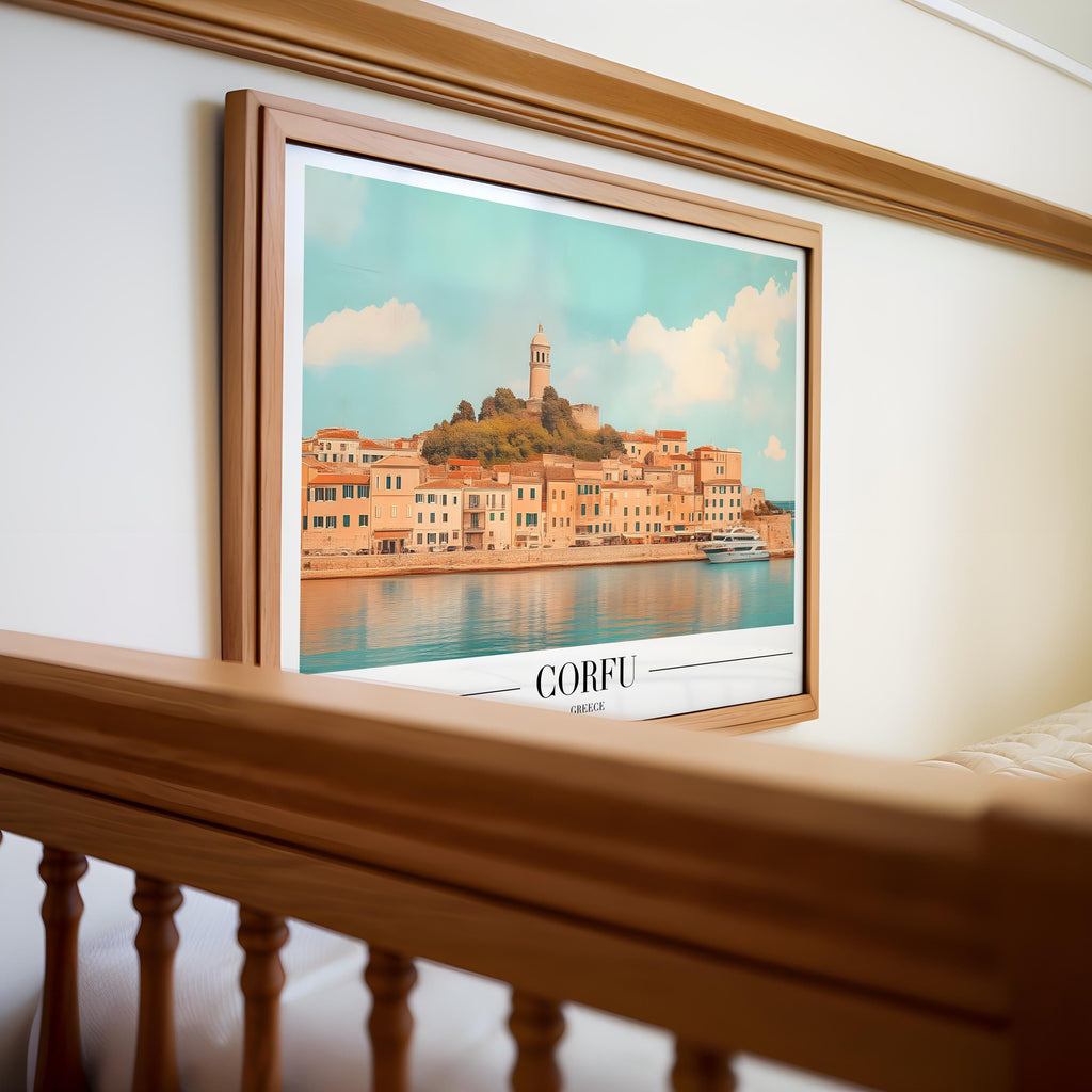 Corfu Greece Travel Poster | Seaside Coastal Print wall art print, modern home decor, unframed artwork by Nomad & Nest