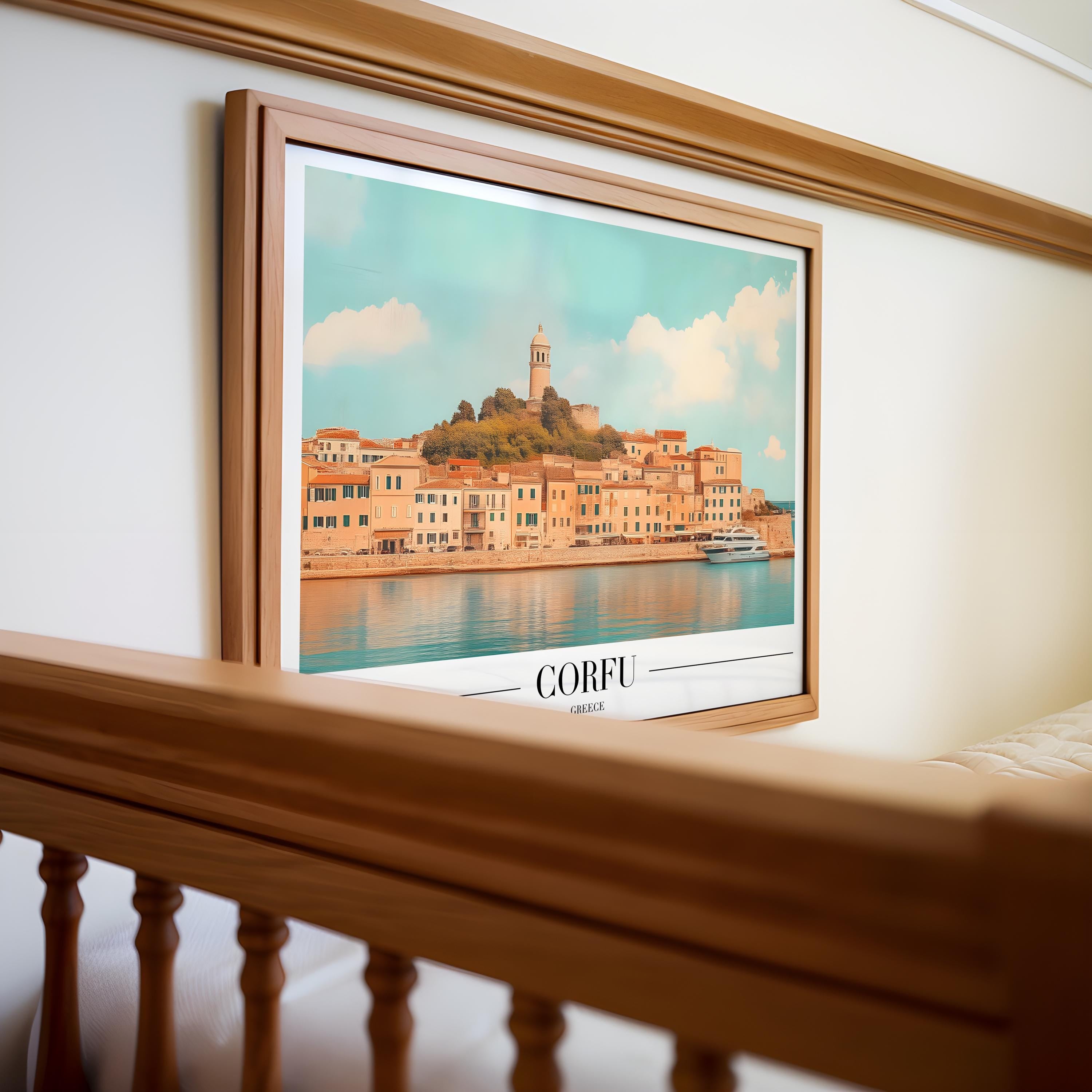 Corfu Greece Travel Poster | Seaside Coastal Print wall art print, modern home decor, unframed artwork by Nomad & Nest
