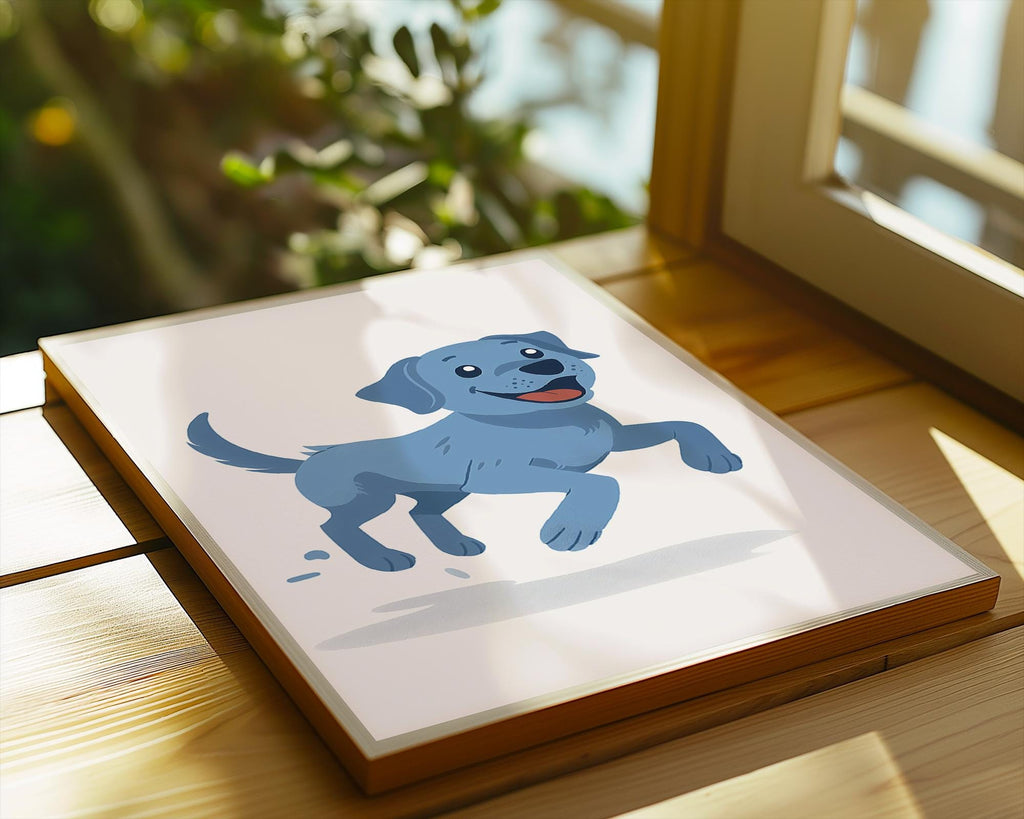 Blue Labrador Puppy Print, Nursery Kids Room Decor, Dog Lover Gift wall art print, modern home decor, unframed artwork by Nomad & Nest