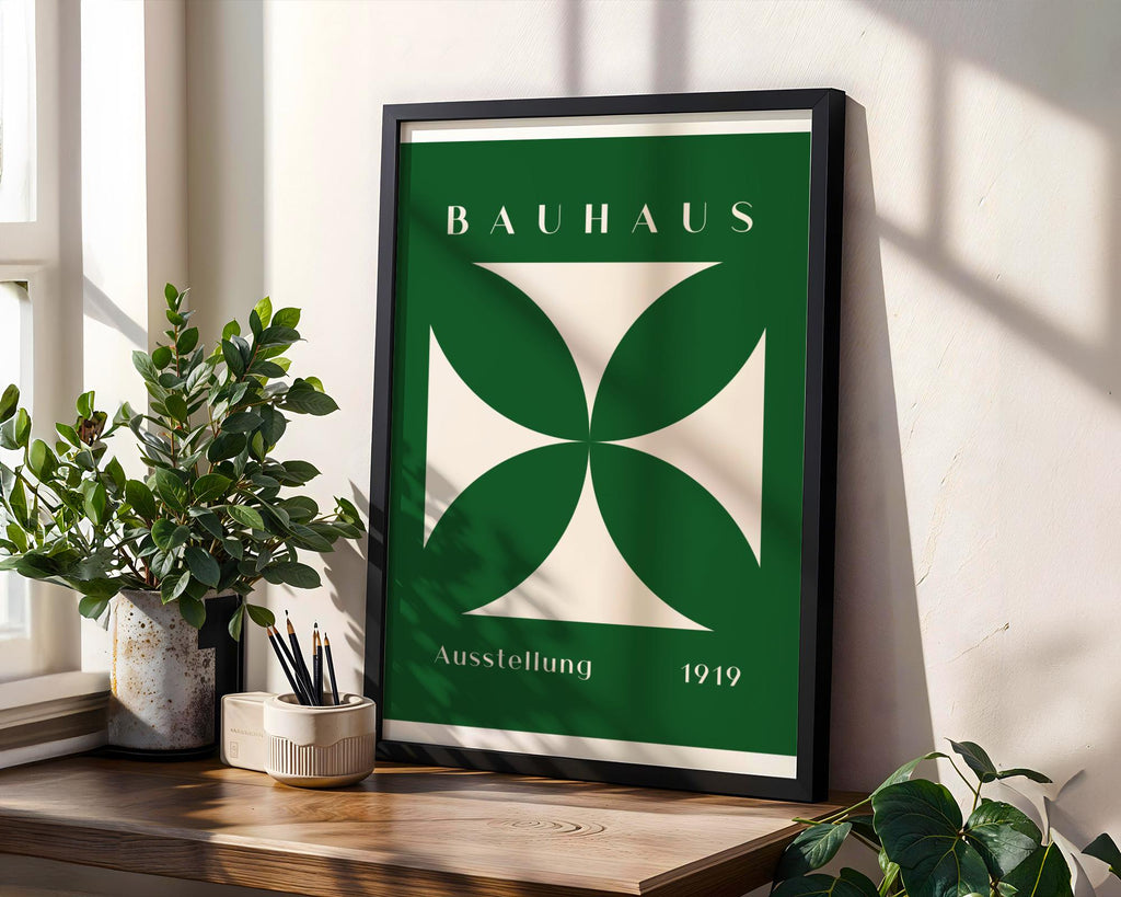 Bauhaus Poster Geometric Art Print | Mid-Century Modern, Green wall art print, modern home decor, unframed artwork by Nomad & Nest