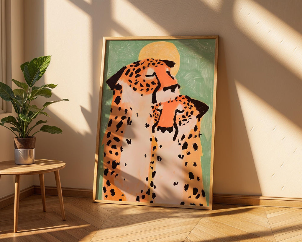 Cheetah Couple Art Print | Modern Safari Animal Poster wall art print, modern home decor, unframed artwork by Nomad & Nest