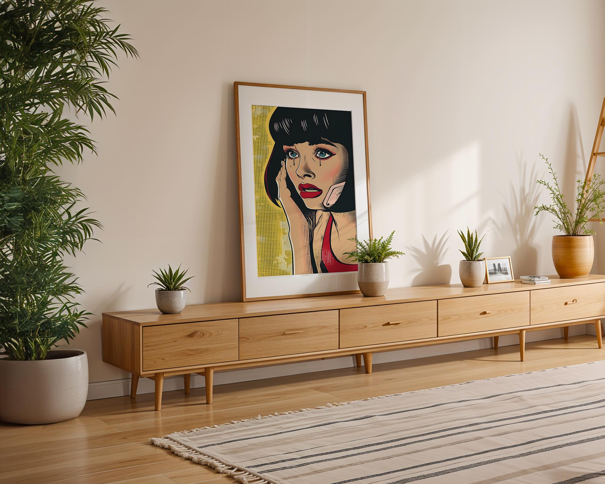 Modern Pop Art | Crying Woman Print | Vintage Comic Style Poster wall art print, modern home decor, unframed artwork by Nomad & Nest