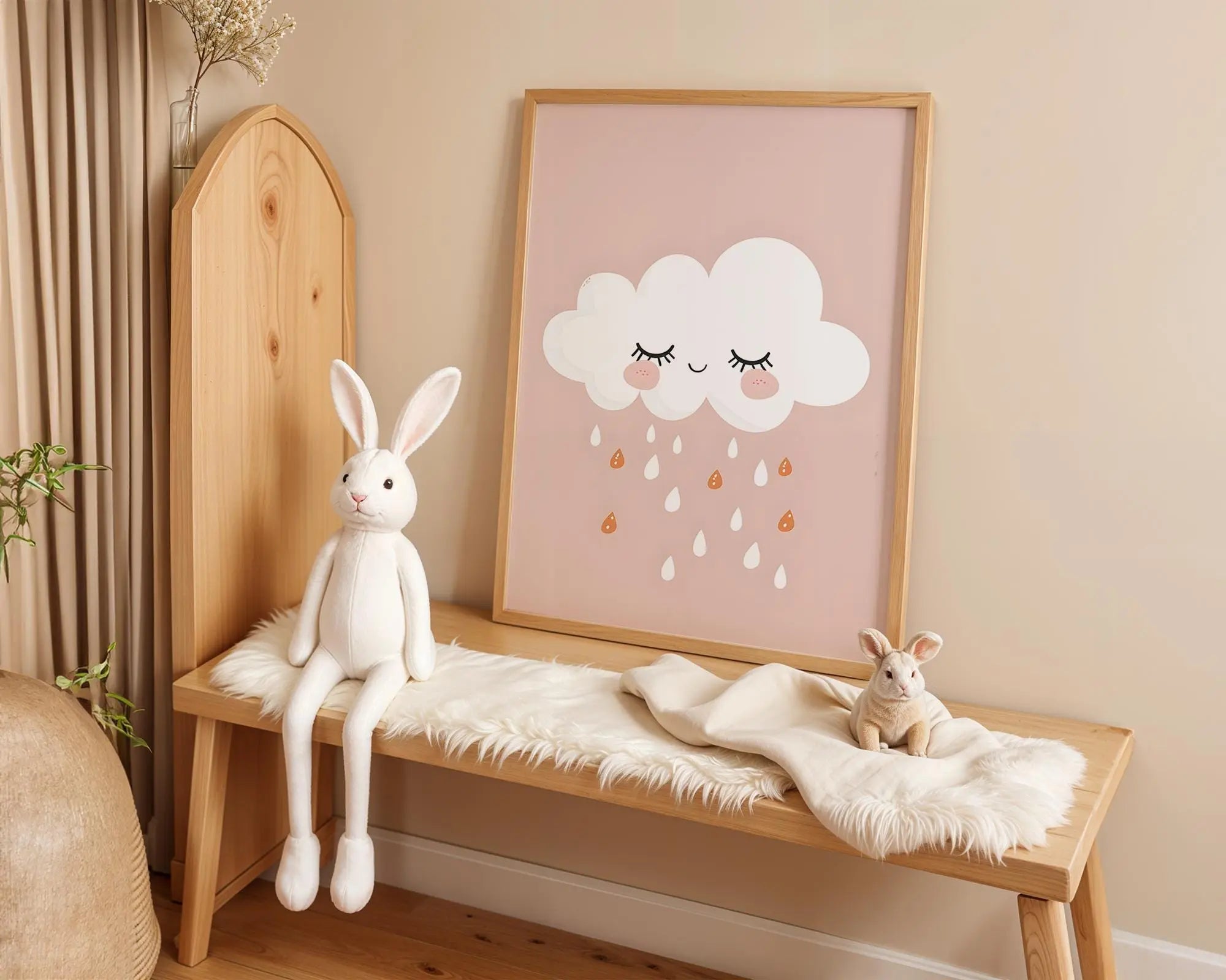Playroom Ideas | Sleepy Cloud Nursery Wall Art | Neutral Boho Rain Print wall art print, modern home decor, unframed artwork by Nomad & Nest
