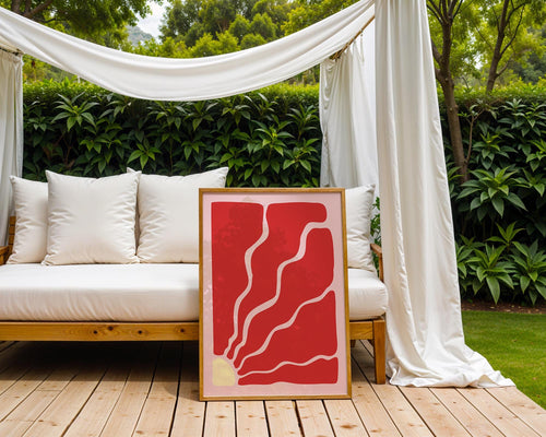 Abstract Red Flowing Lines Print | Mid Century Modern Art wall art print, modern home decor, unframed artwork by Nomad & Nest