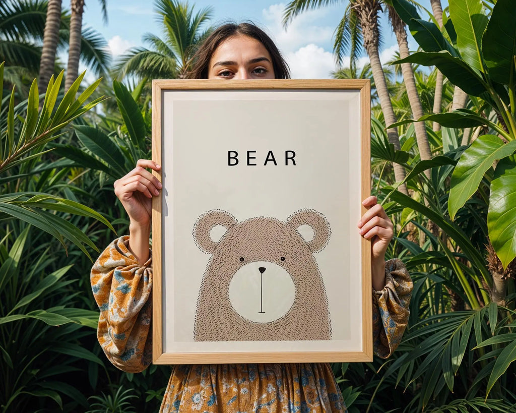 Minimalist Bear Nursery Print | Scandinavian Kids Room Decor wall art print, modern home decor, unframed artwork by Nomad & Nest