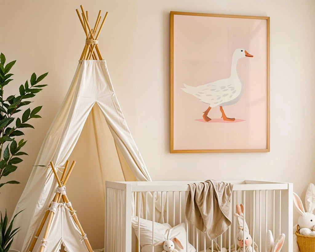 Playroom Ideas | Goose Nursery Wall Art | Minimal Farm Animal Baby Print wall art print, modern home decor, unframed artwork by Nomad & Nest