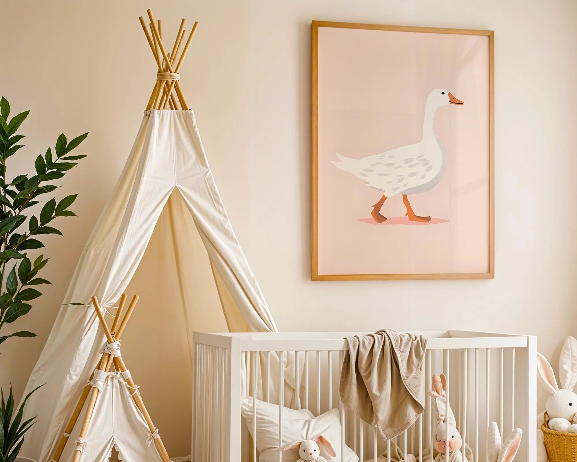 Playroom Ideas | Goose Nursery Wall Art | Minimal Farm Animal Baby Print wall art print, modern home decor, unframed artwork by Nomad & Nest