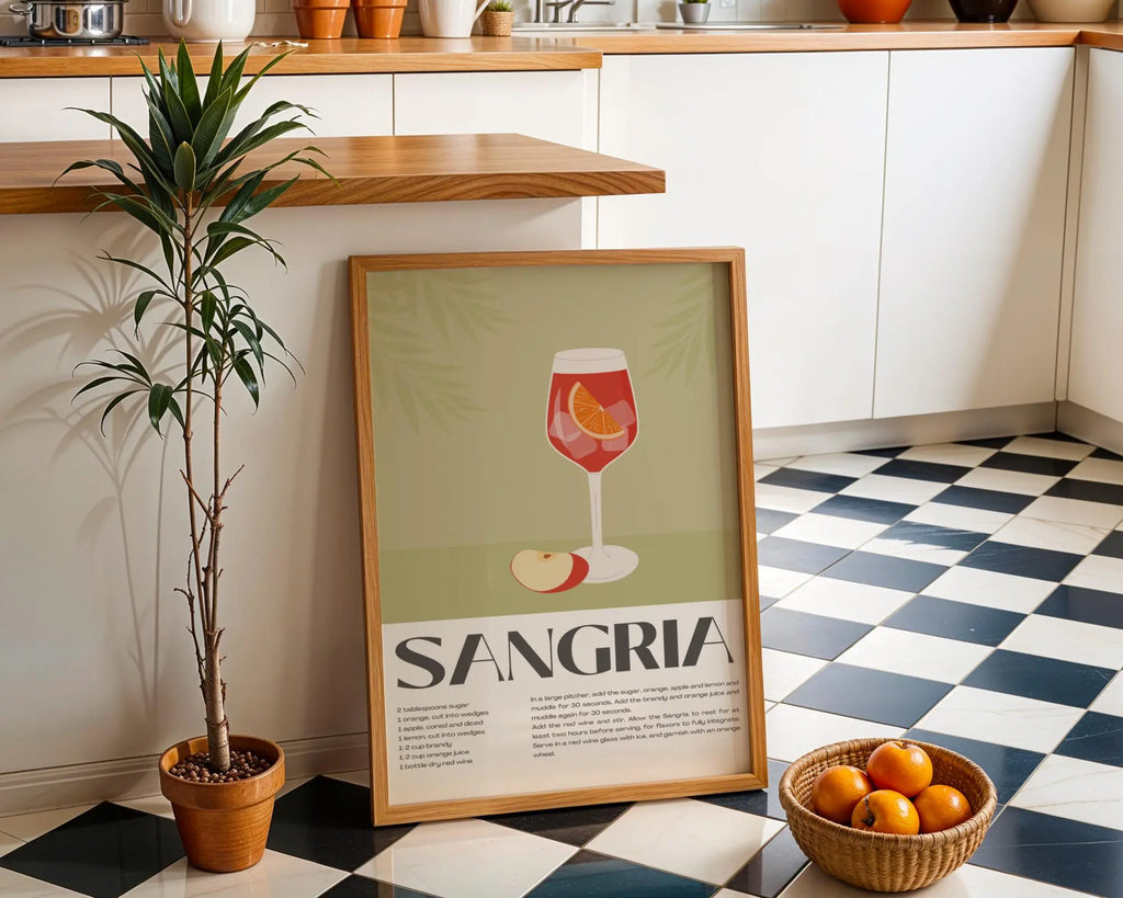 Sangria Recipe Art Print • Refreshing Summer Cocktail Poster wall art print, modern home decor, unframed artwork by Nomad & Nest