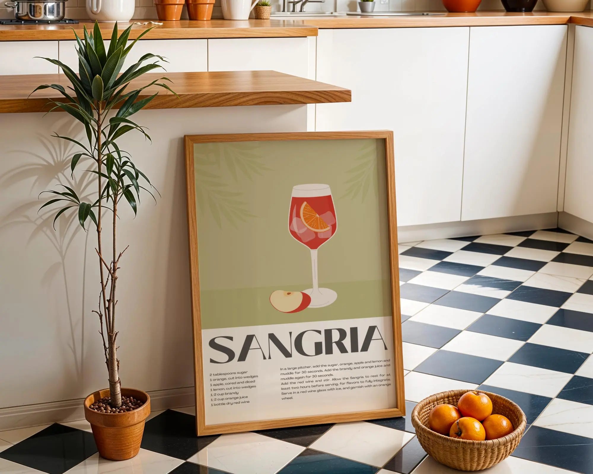 Sangria Recipe Art Print • Refreshing Summer Cocktail Poster wall art print, modern home decor, unframed artwork by Nomad & Nest