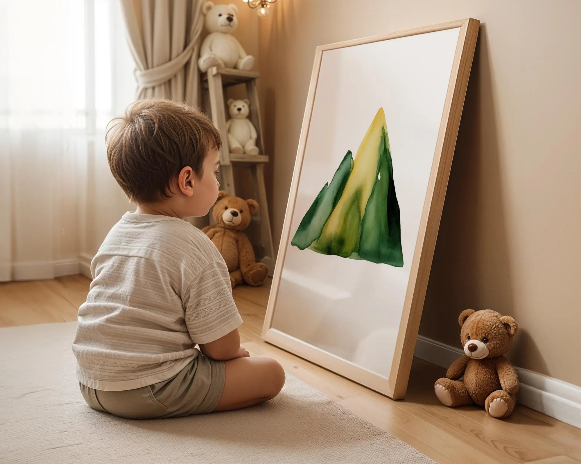 Playroom Ideas | Watercolour Mountain Peaks Nursery Wall Art Nature Print wall art print, modern home decor, unframed artwork by Nomad & Nest