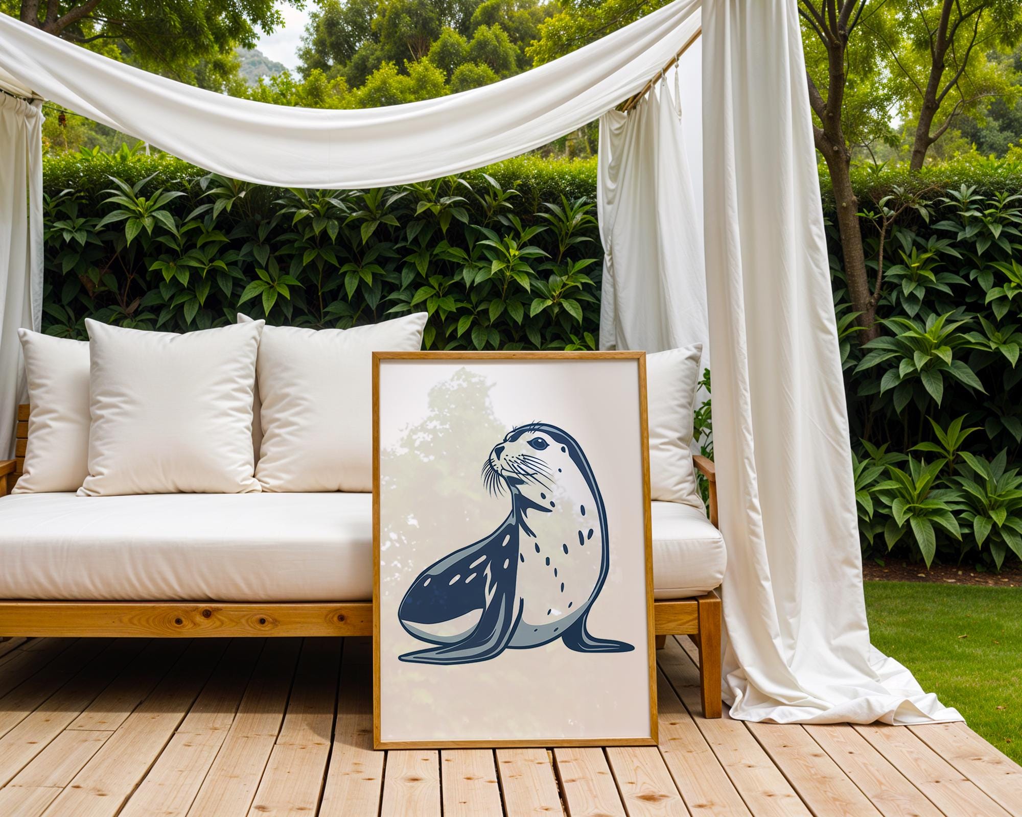 Blue Seal Art Print, Coastal Nursery Decor, Marine Animal Poster wall art print, modern home decor, unframed artwork by Nomad & Nest