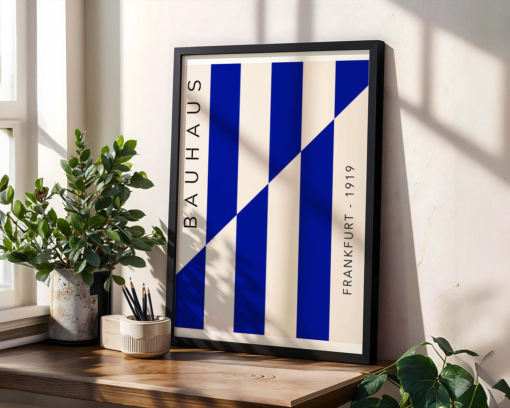 Bauhaus Poster Art Print | Modern Geometric , Blue & White wall art print, modern home decor, unframed artwork by Nomad & Nest