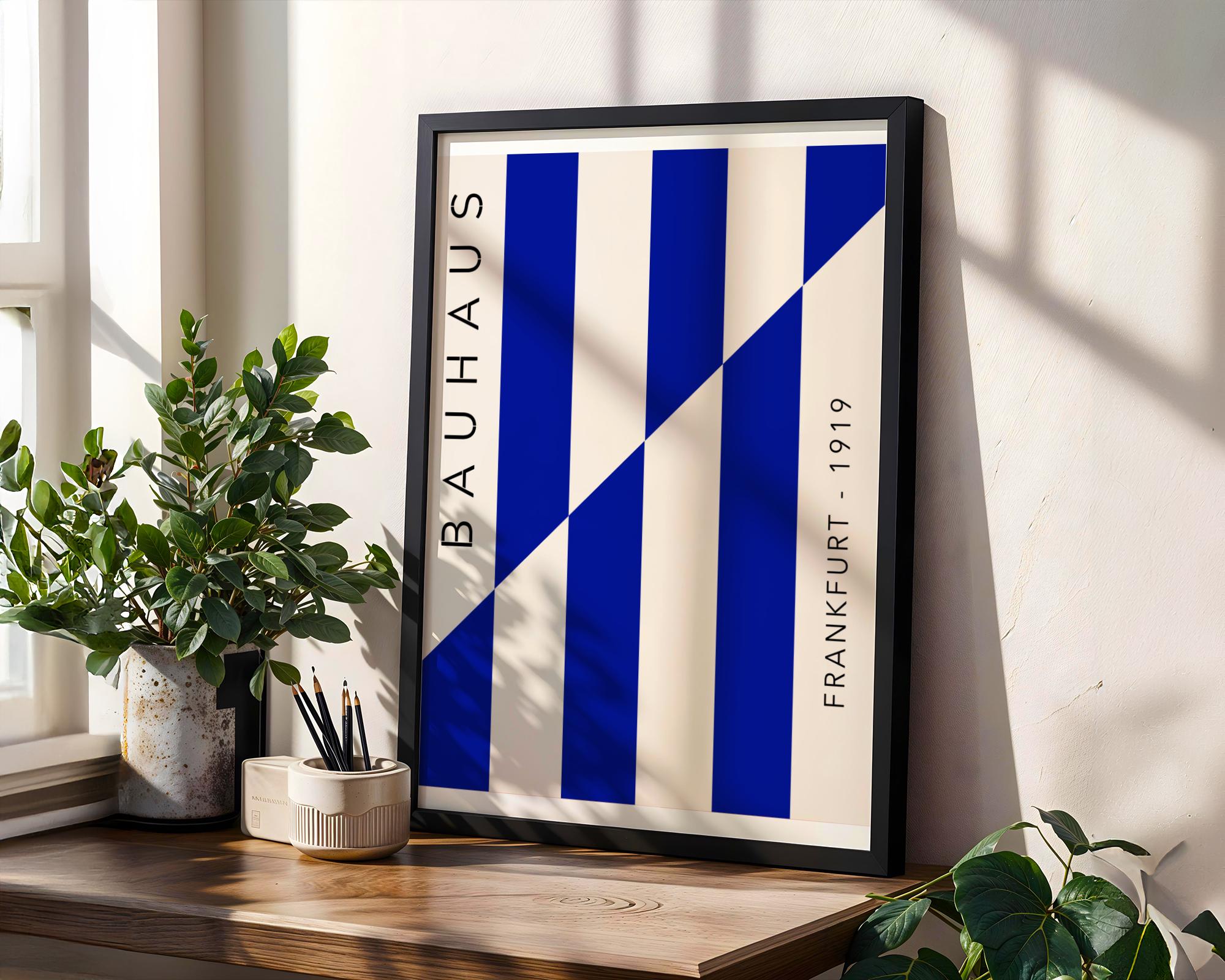 Bauhaus Poster Art Print | Modern Geometric , Blue & White wall art print, modern home decor, unframed artwork by Nomad & Nest