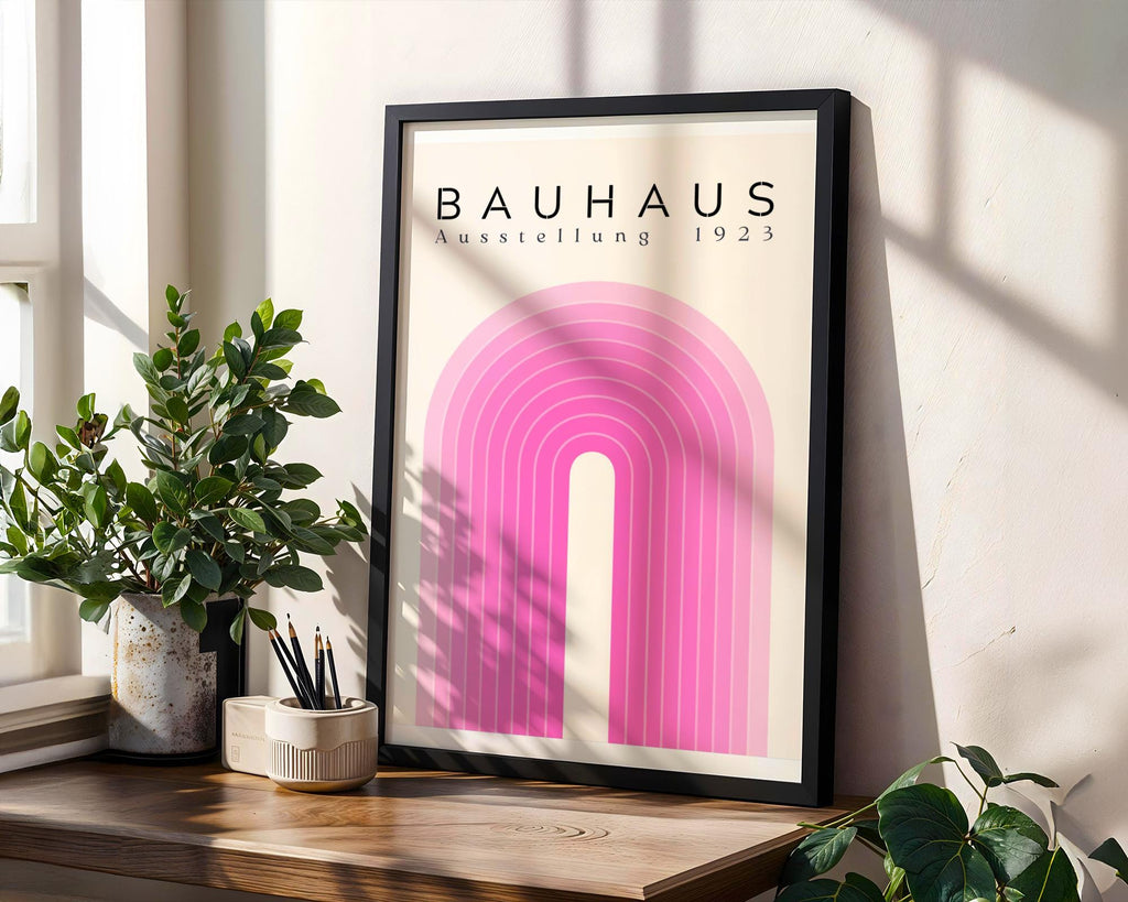 Bauhaus Poster Wall Art Print | Pink Geometric Abstract, Mid Century Modern wall art print, modern home decor, unframed artwork by Nomad & Nest