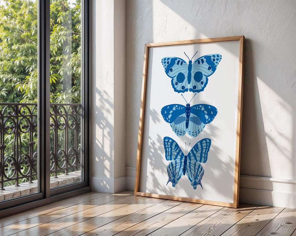 Blue Butterfly Print Set | Scandinavian Insect Wall Art wall art print, modern home decor, unframed artwork by Nomad & Nest