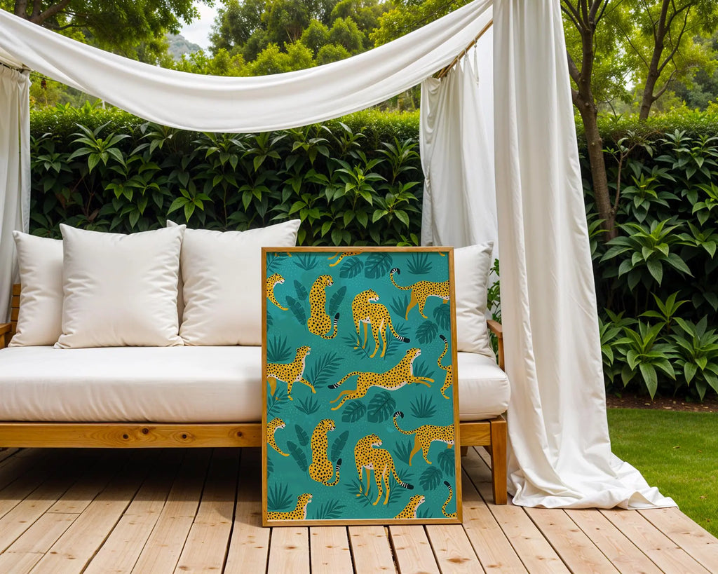 Cheetah Print | Jungle Leaves Art, Safari Home Decor Poster wall art print, modern home decor, unframed artwork by Nomad & Nest