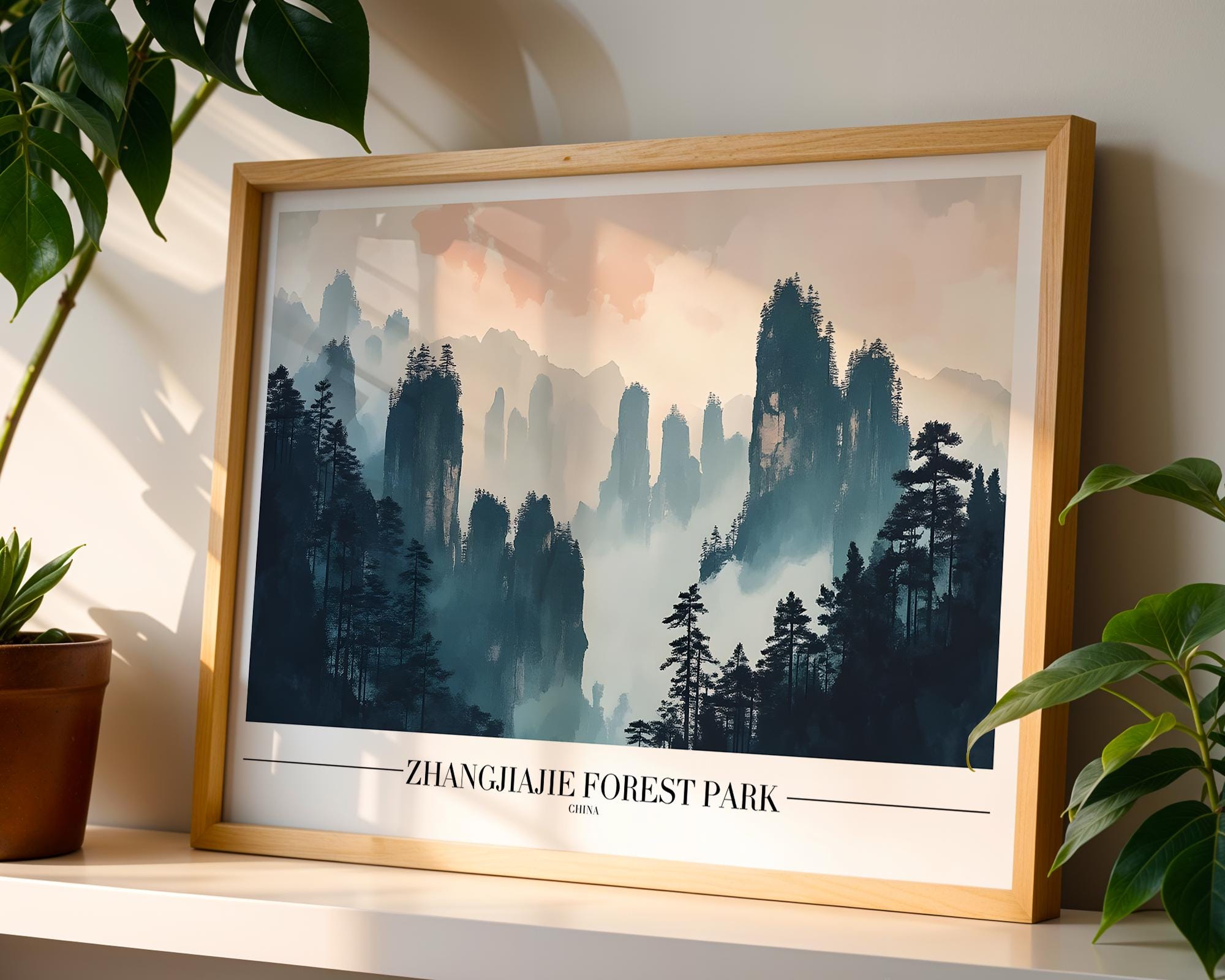 Zhangjiajie China Forest Print | Misty Mountain Landscape Art wall art print, modern home decor, unframed artwork by Nomad & Nest