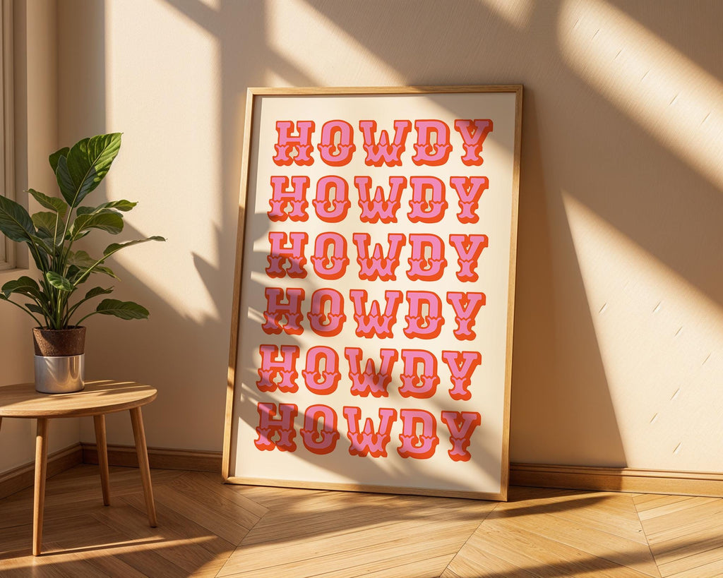 Retro "Howdy" Art Print | Western Graphic Home Decor wall art print, modern home decor, unframed artwork by Nomad & Nest