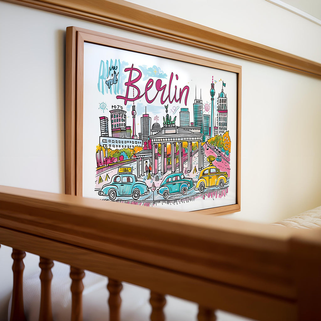 Berlin Cityscape Art Print | Vibrant German Travel Poster wall art print, modern home decor, unframed artwork by Nomad & Nest