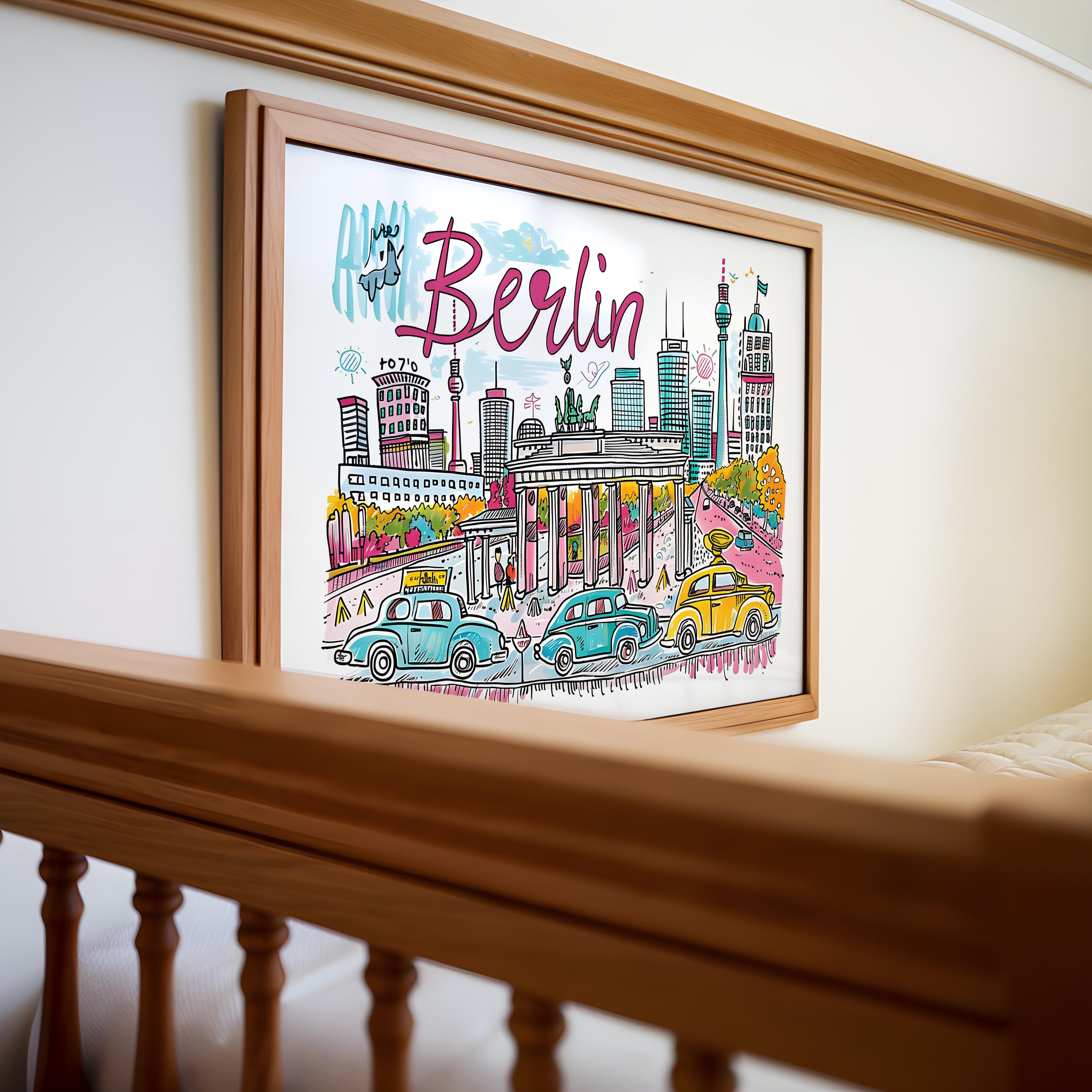 Berlin Cityscape Art Print | Vibrant German Travel Poster wall art print, modern home decor, unframed artwork by Nomad & Nest