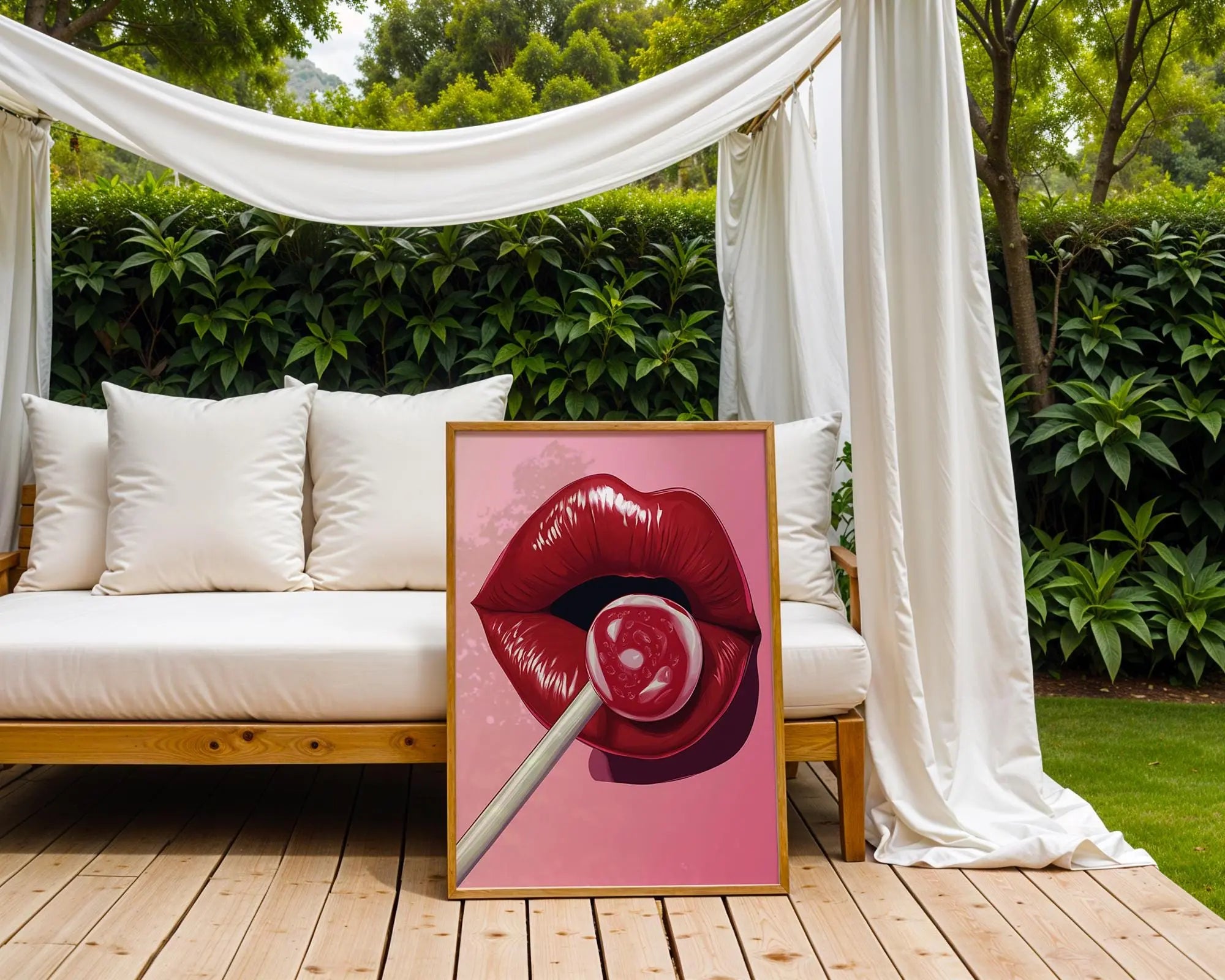 Pop Art Lips Lollipop Print | Retro Glam Bedroom Decor wall art print, modern home decor, unframed artwork by Nomad & Nest
