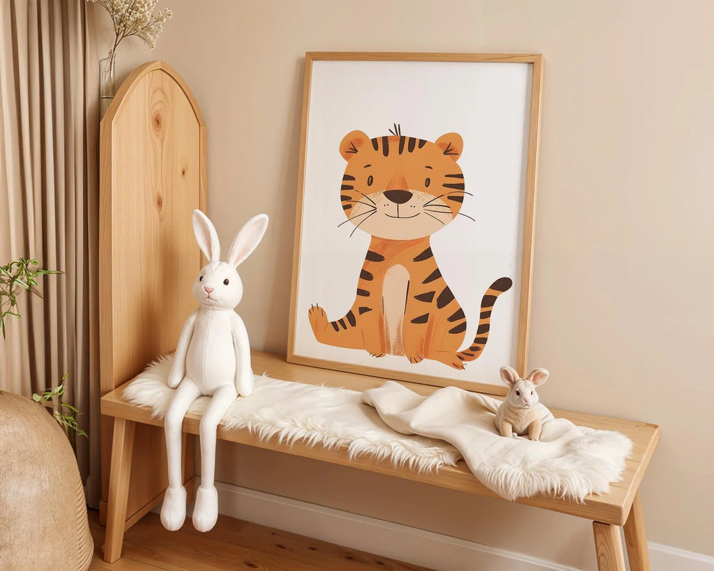 Playroom Ideas | Friendly Tiger Nursery Wall Art | Jungle Animal Kids Decor wall art print, modern home decor, unframed artwork by Nomad & Nest