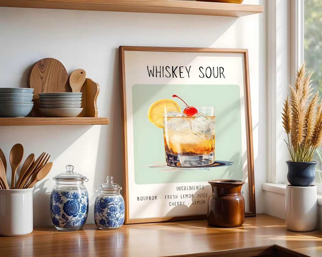 Whiskey Sour Cocktail Art Print | Minimalist Bar Cart Decor wall art print, modern home decor, unframed artwork by Nomad & Nest