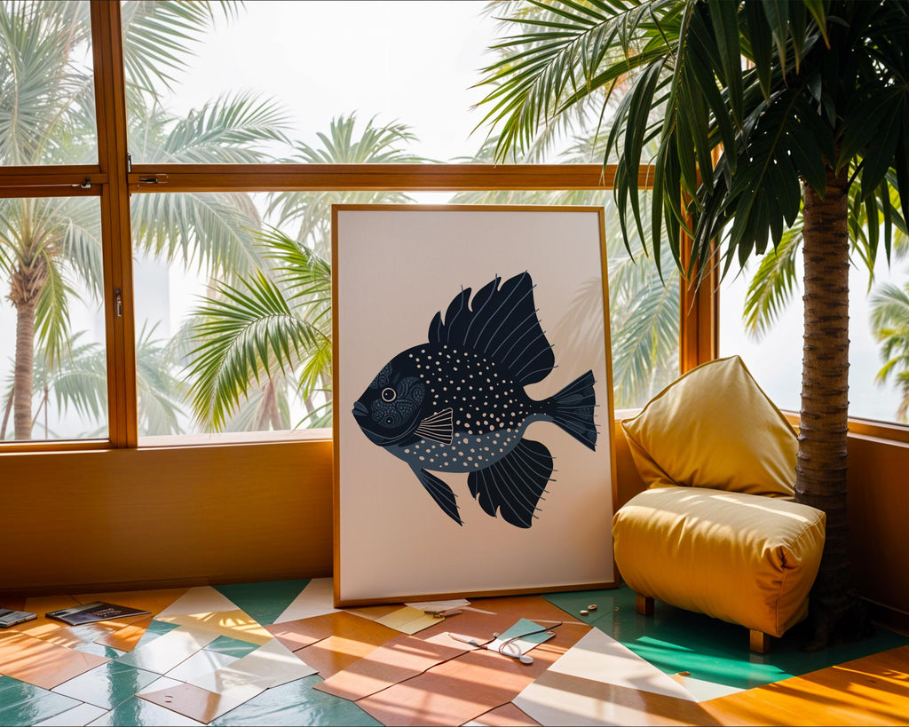 Modern Fish Wall Art Print | Scandinavian Aquatic Decor wall art print, modern home decor, unframed artwork by Nomad & Nest
