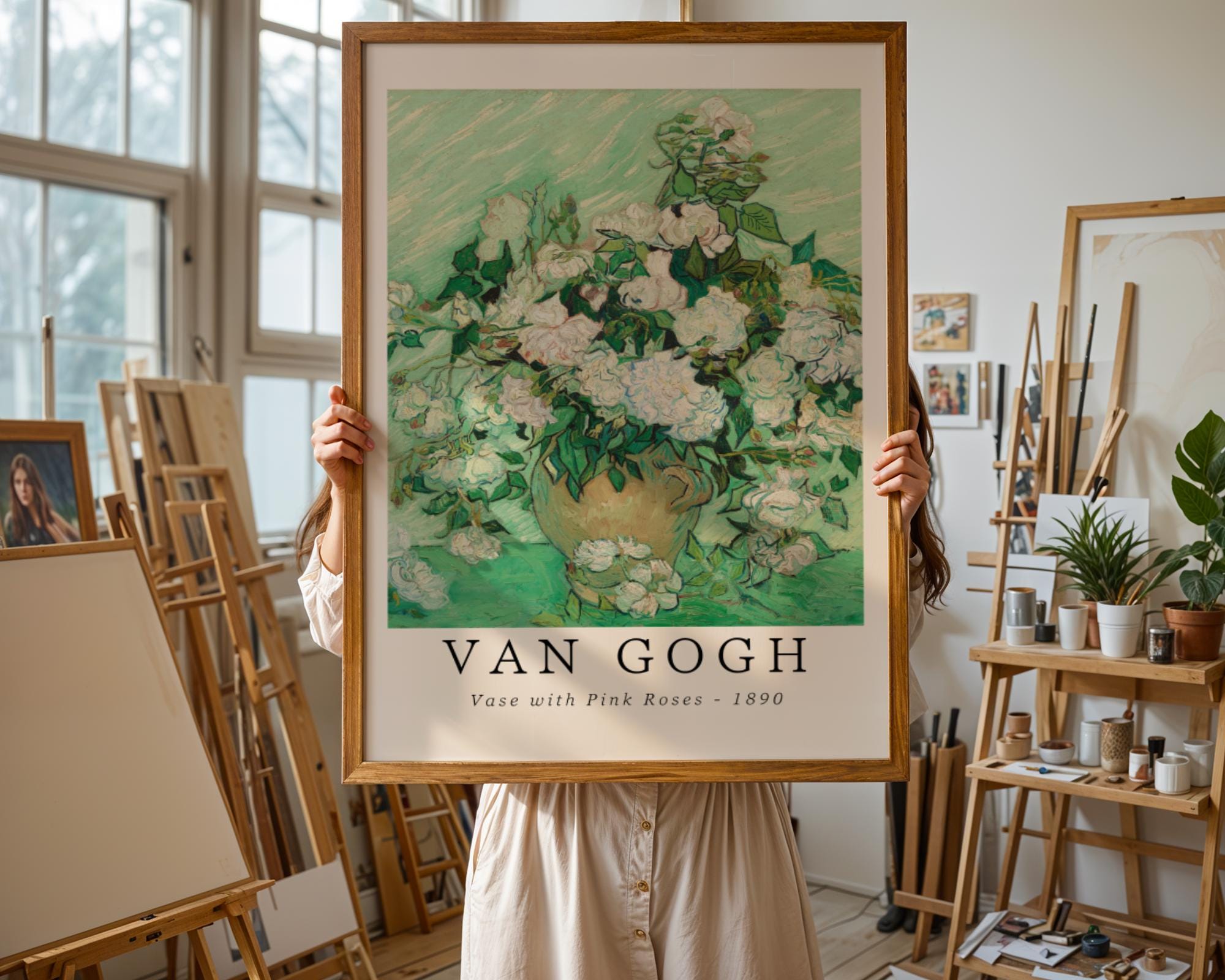 Van Gogh Print | Pink Roses  - Vintage Botanical Wall Art wall art print, modern home decor, unframed artwork by Nomad & Nest