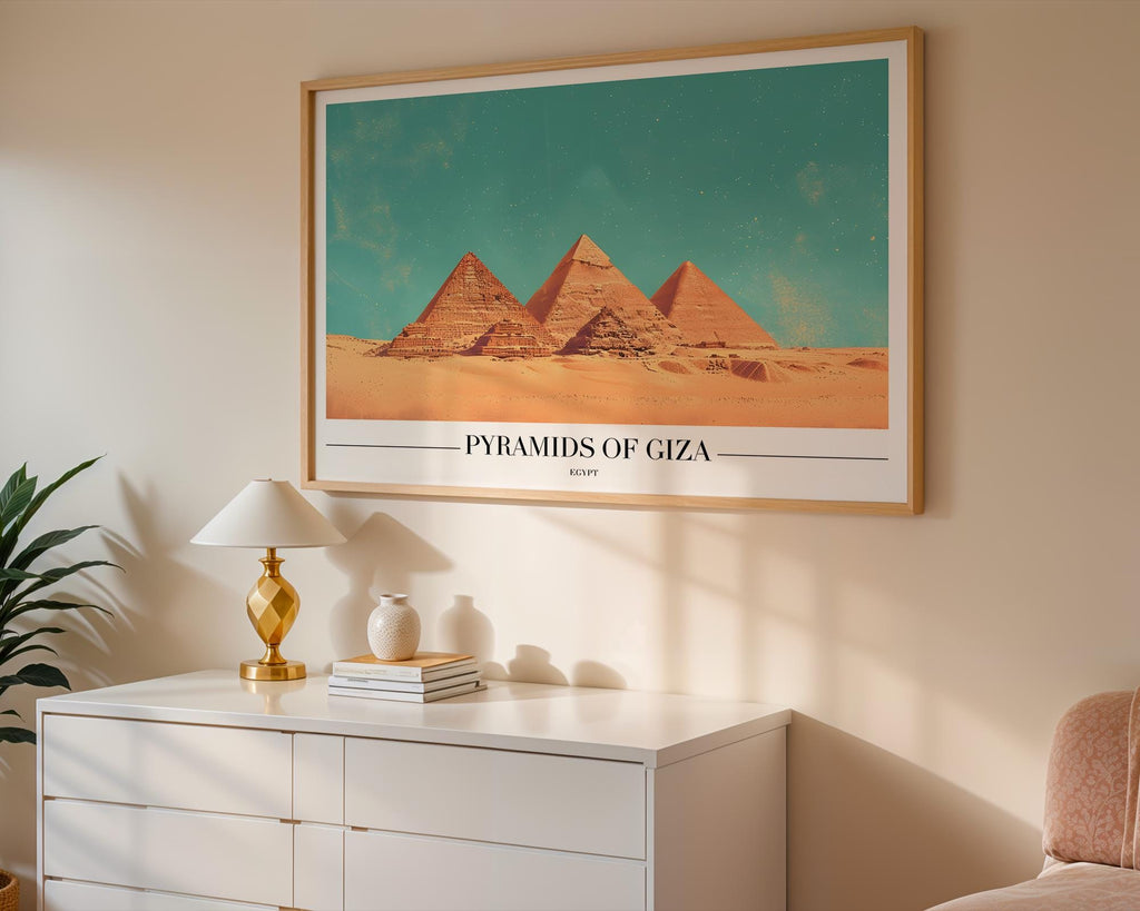 Pyramids of Giza Print | Ancient Egypt Travel Poster wall art print, modern home decor, unframed artwork by Nomad & Nest