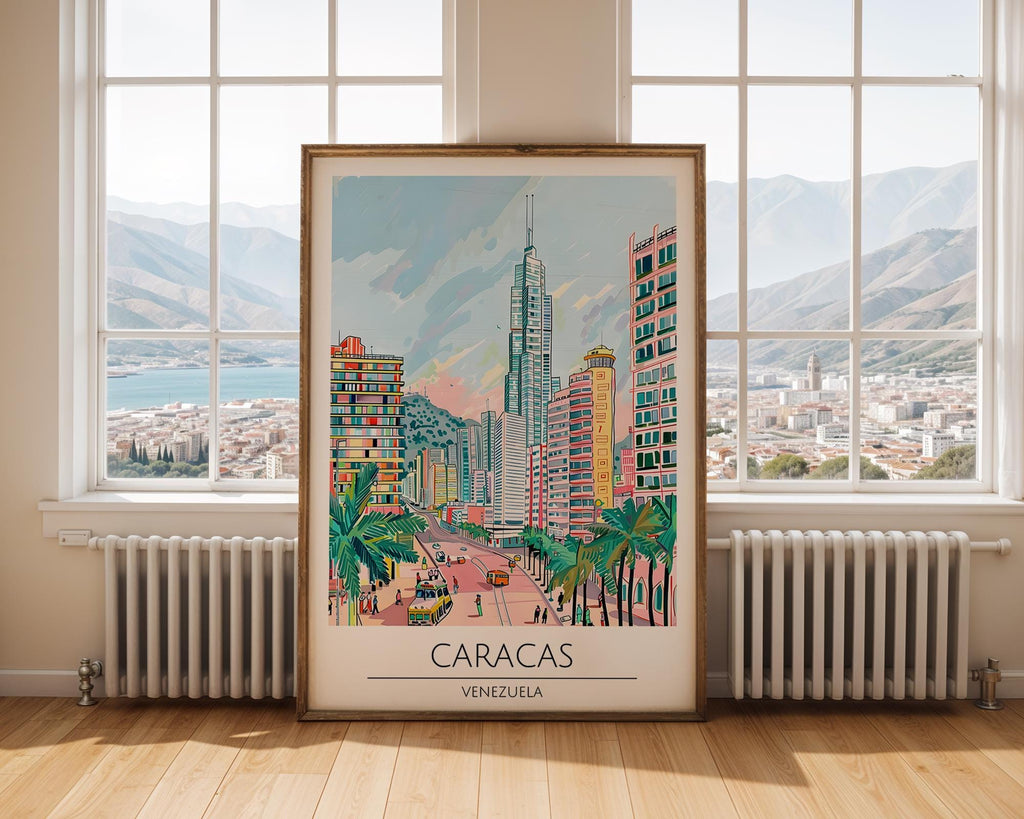 Caracas Venezuela Travel Poster | Retro City Skyline Wall Art wall art print, modern home decor, unframed artwork by Nomad & Nest