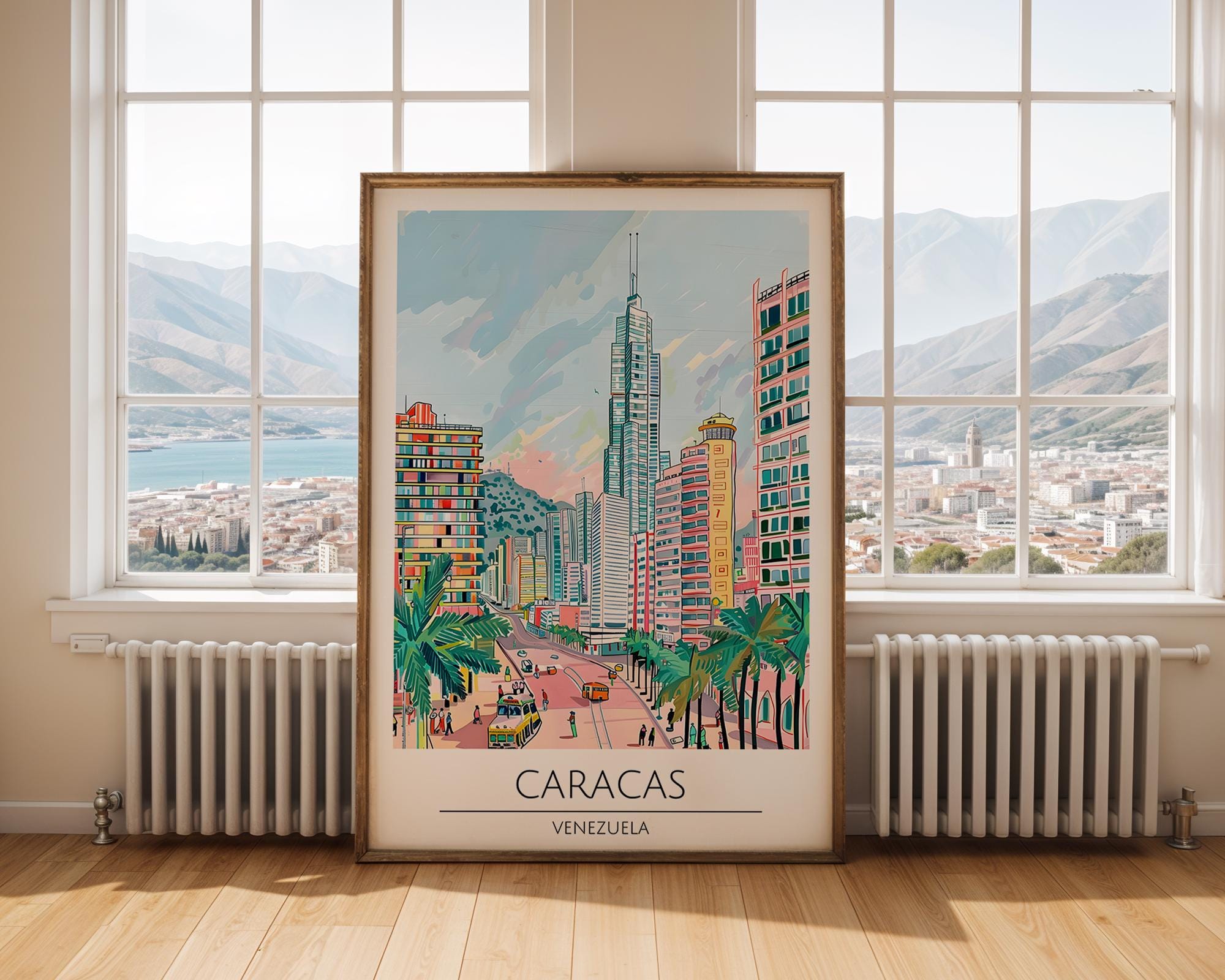 Caracas Venezuela Travel Poster | Retro City Skyline Wall Art wall art print, modern home decor, unframed artwork by Nomad & Nest