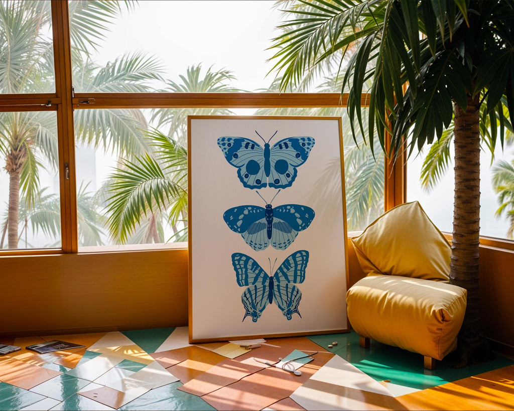 Blue Butterfly Print Set | Scandinavian Insect Wall Art wall art print, modern home decor, unframed artwork by Nomad & Nest