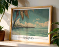 Maldives Paradise Print | Tropical Palm Tree Beach Poster wall art print, modern home decor, unframed artwork by Nomad & Nest