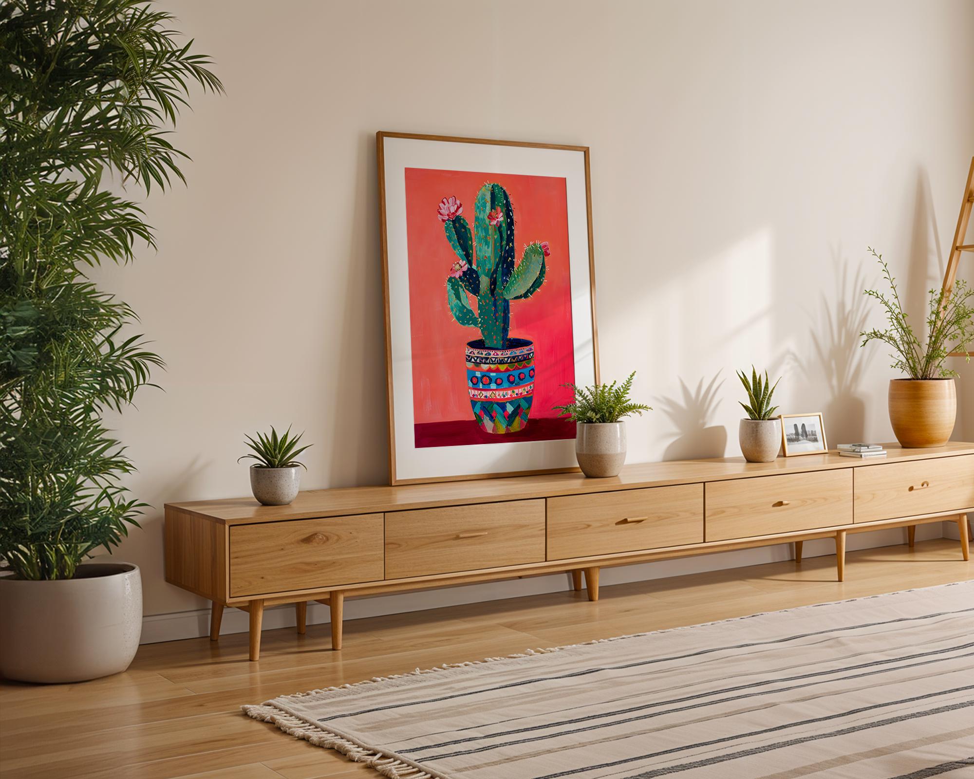 Modern Pop Art | Boho Cactus Print | Colorful Potted Plant, Southwestern wall art print, modern home decor, unframed artwork by Nomad & Nest