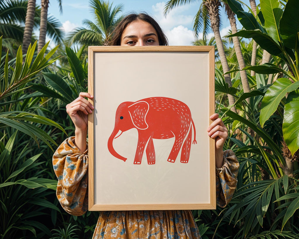 Elephant Art Print | Maximalist Safari Poster, Nature Gift wall art print, modern home decor, unframed artwork by Nomad & Nest