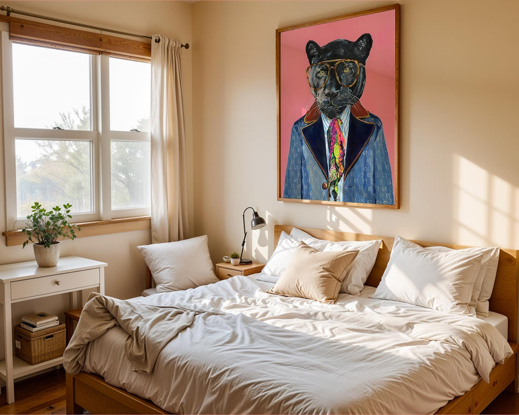 Panther in Suit Art Print | Luxury Animal Portrait wall art print, modern home decor, unframed artwork by Nomad & Nest