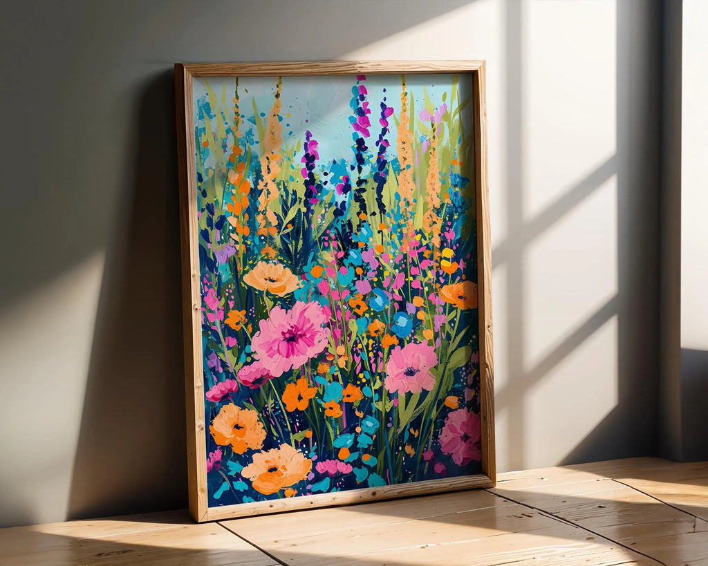 Modern Pop Art | Wildflower Meadow Print | Abstract Floral Painting, Boho Home Decor wall art print, modern home decor, unframed artwork by Nomad & Nest