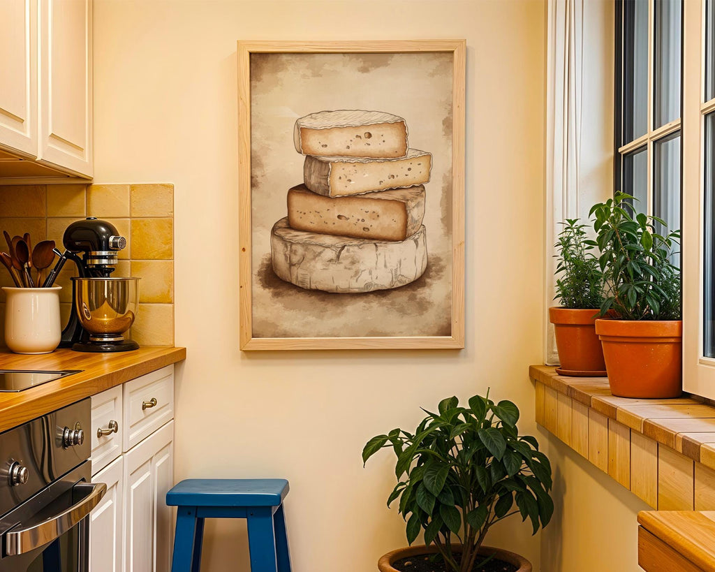 Cheese & Grapes Kitchen Print • French Fromage Wall Art wall art print, modern home decor, unframed artwork by Nomad & Nest