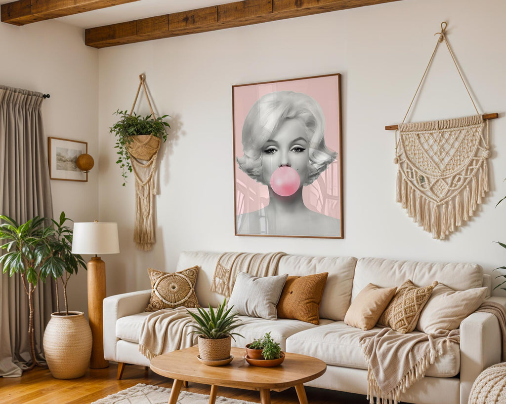 Modern Pop Art | Marilyn Monroe  Print | Pink Bubblegum, Retro Glamour wall art print, modern home decor, unframed artwork by Nomad & Nest